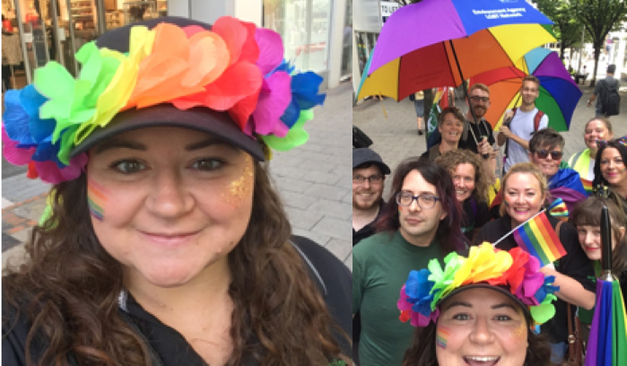 Naomi and EA colleagues at Pride